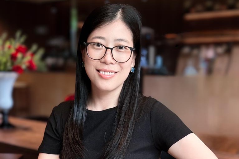 Tracy C., China Branch Manager, at the American Global Freights office in Foshan
